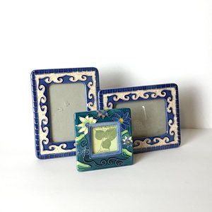 Ceramic Picture Frames, Set of 3, Floral/Abstract